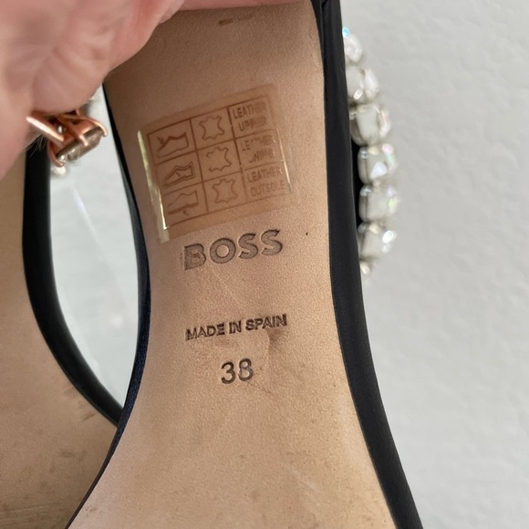 Boss Janet High-Heeled Sandals in Nappa Leather with Rhinestone Strap Size 38 - Picture 11 of 13